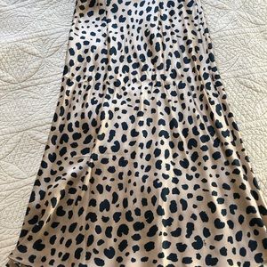 Realization leopard print silk midi skirt